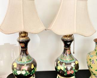 Antique Chinese Cloisonne Lamp Vases