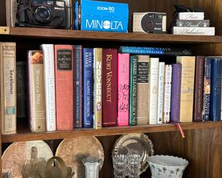 Books, crystal, cameras