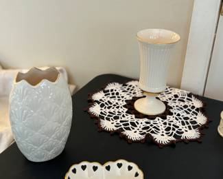 Lenox vases and heart dish