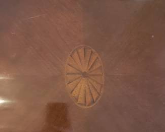 Inlaid wood on dining table