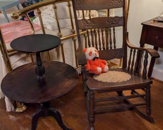 Antique Rocking Chair, Antique Dumbwaiter Table