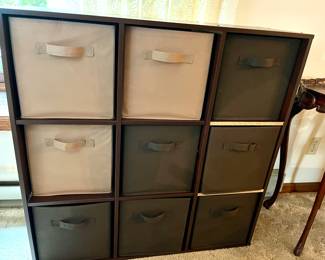 Cube bookshelf with baskets for storage