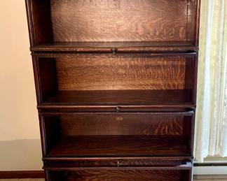 Modular glass front barrister bookcase, manufactured by Maceys