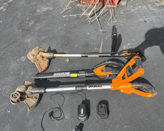 IWorx battery powered lawn tools; String trimmer, edger and blower plus 2 batteries and chargers