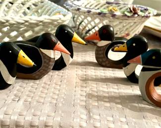 Wooden duck napkin rings