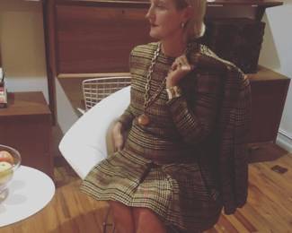 Alicia in a Vintage Light Weight Wool Dress with Jacket =