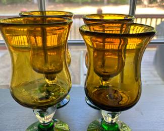 Set of 4 Amber Goblets