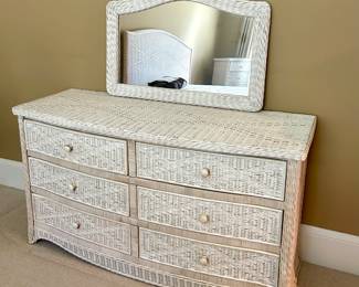 Available for Presale - Wicker Double Dresser and Mirror $175.00 email gail@freshstarttransitions.com