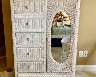Available for Pre-Sale - Wicker Wardrobe/Bureau with Mirror $240.00 email gail@freshstarttransitions.com