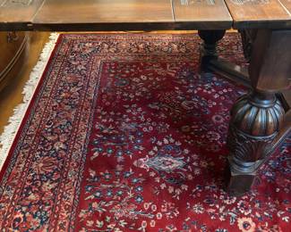 1920'S JACOBEAN REVIVAL DINING TABLE W/SELF STORING LEAVES