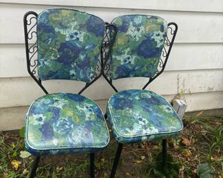set of 4 mcm kitchen chairs with metal trim