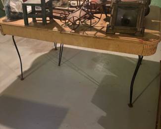 wood table with metal legs