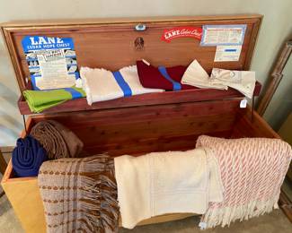 Nice cedar chest with linens 