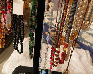 Some of the bead necklaces available.