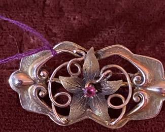 Antique 10K gold pin with tiny ruby (could easily be made into a wonderful pendant also).