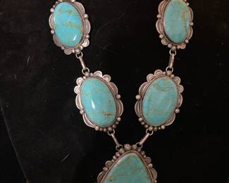 VERY large turquoise squash blossom - a real statement piece!