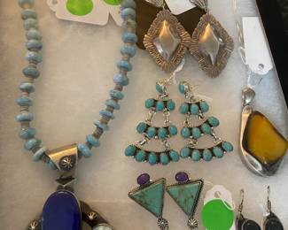 Cool larimar squash blossom, fine quality earrings and more