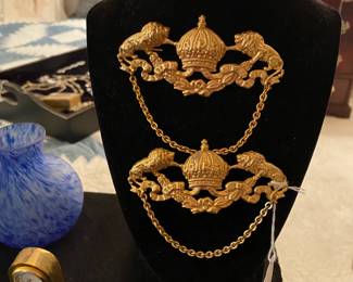 Pair of rare and outstanding Miriam Haskell brooches.