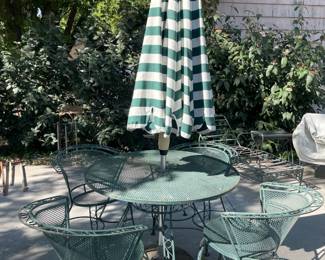 Table, chairs, and umbrella - we have the cushion to go with this set and they are in excellent condition.