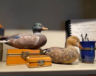 Beautifully carved and hand-painted duck decoys.