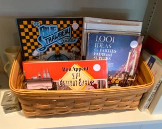 Longaberger basket filled with kitchen cooking idea books