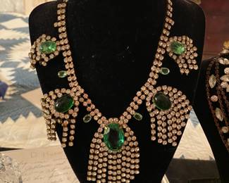 Gorgeous large Czechoslovakian necklace and earring set.