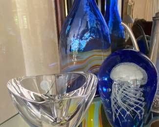 Orrefors crystal dish and fun paperweight