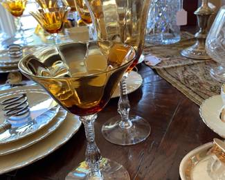 Beautiful and delicate amber stemware perfect for your holiday table