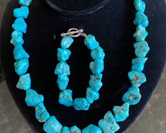 3 piece turquoise nugget set - big and beautiful1
