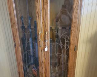 GUN CABINET AND BB GUNS