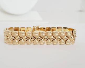 14K Gold Wide Statement Bracelet - 7 1/4" (18.7 Grams)