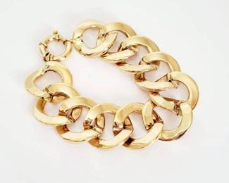 Italy 14K Gold Hollow Design Large Link Style Bracelet - 7 1/2" (17.7 Grams)