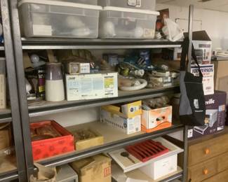 Shelf full of different types of light bulbs