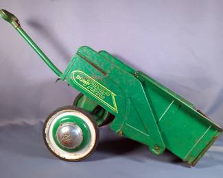 Vintage Metal Murray Pedal Tractor Dump Trac Trailer, 14" x 12" x 13.5" 