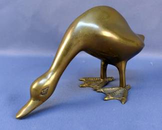 Brass Duck Figurine, 4.5" Tall And Bookends With Brass Toned Birds, 4.5" Tall, Qty 2