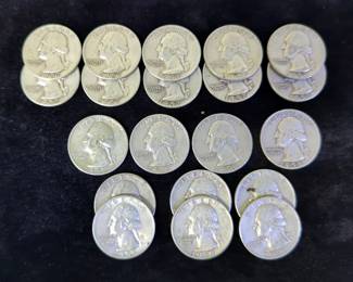Silver Washington Quarters, Total Qty 20, Dates Including 1957, 1958, 1959