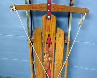 Flexible Flyer Wood And Metal Rail Sled, 5.5" x 21" x 41"