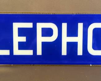 Glass Telephone Sign, 5.5" x 25.5"