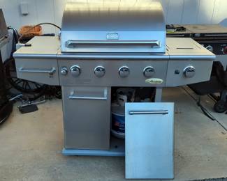 Amana 4 Burner Propane Grill With Infrared And Side Burner, Model AM30, 48" x 53.5" x 24", Includes Propane Tank, Cover And Battery Operated Clamp On Grill Light