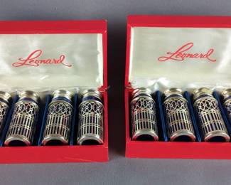 Vintage Leonard Cobalt Blue Salt And Pepper Shakers, In Hard Sided Cases, Total Qty 8 