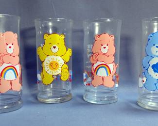 Care Bear Pizza Hut Collection Glasses Includes Cheer Bear, Grumpy Bear, Funshine Bear, Qty 4