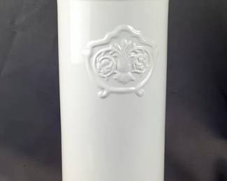 Ceramic Beverage Dispenser With Brass Toned Spout, 19" Tall 