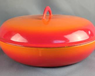 Descowa Cast Iron Double Handled Deep Skillet With Lid, 5" x 12" Dia, Made In Belgium, Marked 9 30 FE