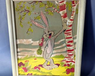 Vintage Warner Bros. Framed Bugs Bunny Weather Forecaster, 11" x 9.25", Tummy Changes Color With The Weather, Is UV Reactive