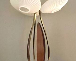 MCM Teakwood and Milk Glass shade Lamp