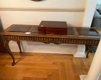 Carved Sofa Table with Bevelled Glass