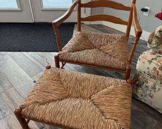 Bassett Rattan Chair & Ottoman