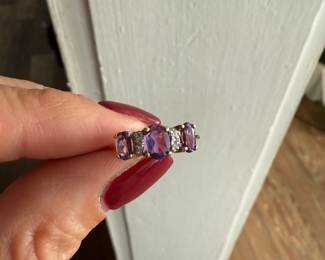 14K Amethyst Diamond Ring