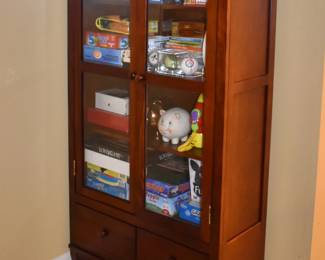 Glazed bookcase with drawers
