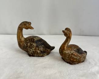 brown glazed goose figurines